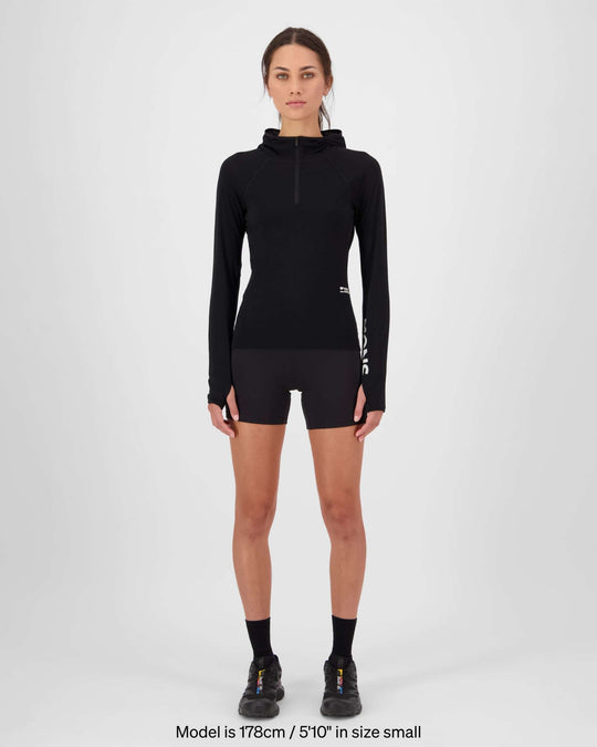 Mons Royale Bella Merino Long Sleeve Hood donna - Black - 4