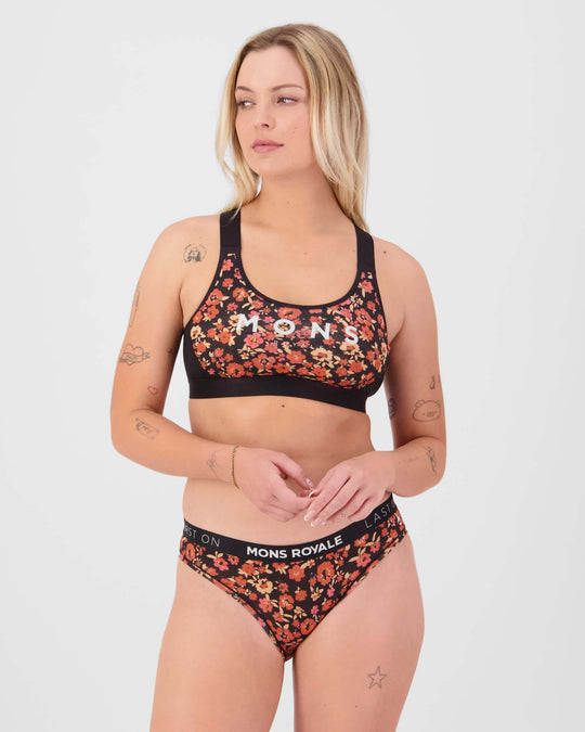 Stella Merino X-Back Bra - Ditzy Camo / Black | Women&