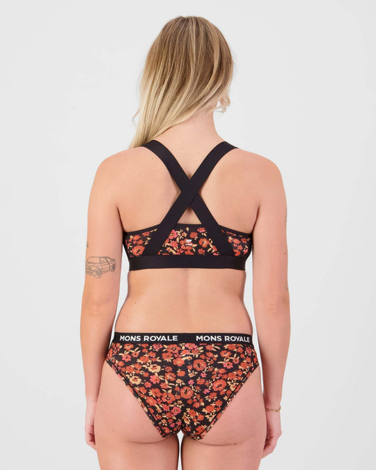 Stella Merino X-Back Bra - Ditzy Camo / Black | Women&