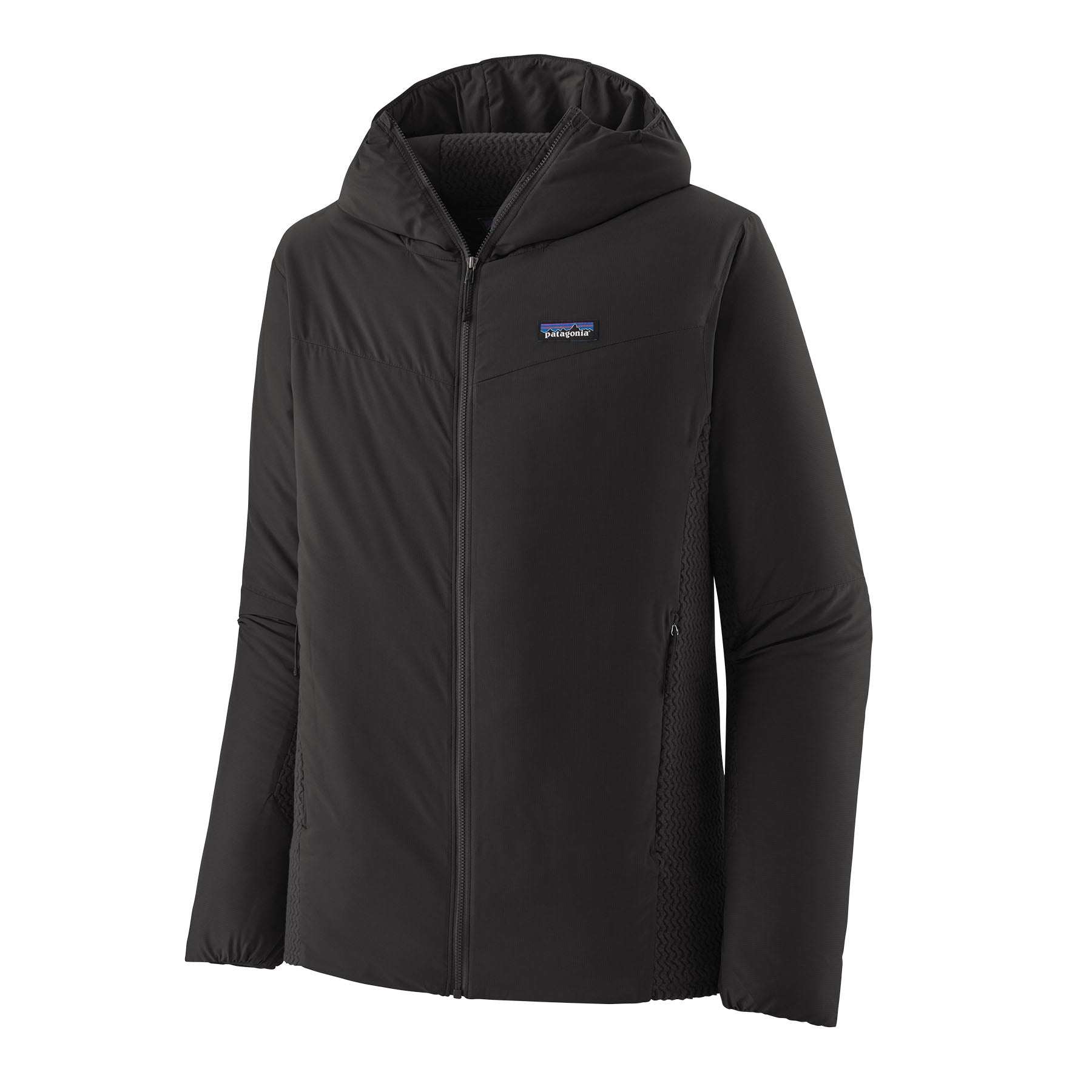 Giacca tecnica nera Nano-Air® Light Hybrid Hoody con cappuccio, traspirante, leggera e imbottitura FullRange™ per alta performance aerobica.
