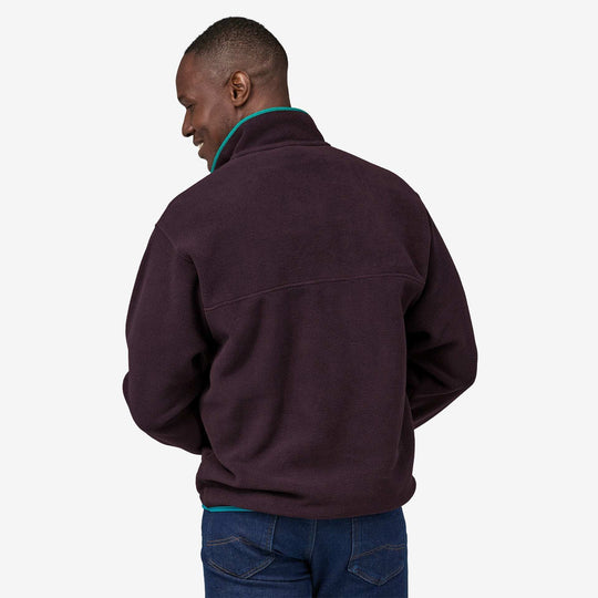 Synch Snap-T P/O pullover, rear view, featuring recycled polyester fleece and nylon details.