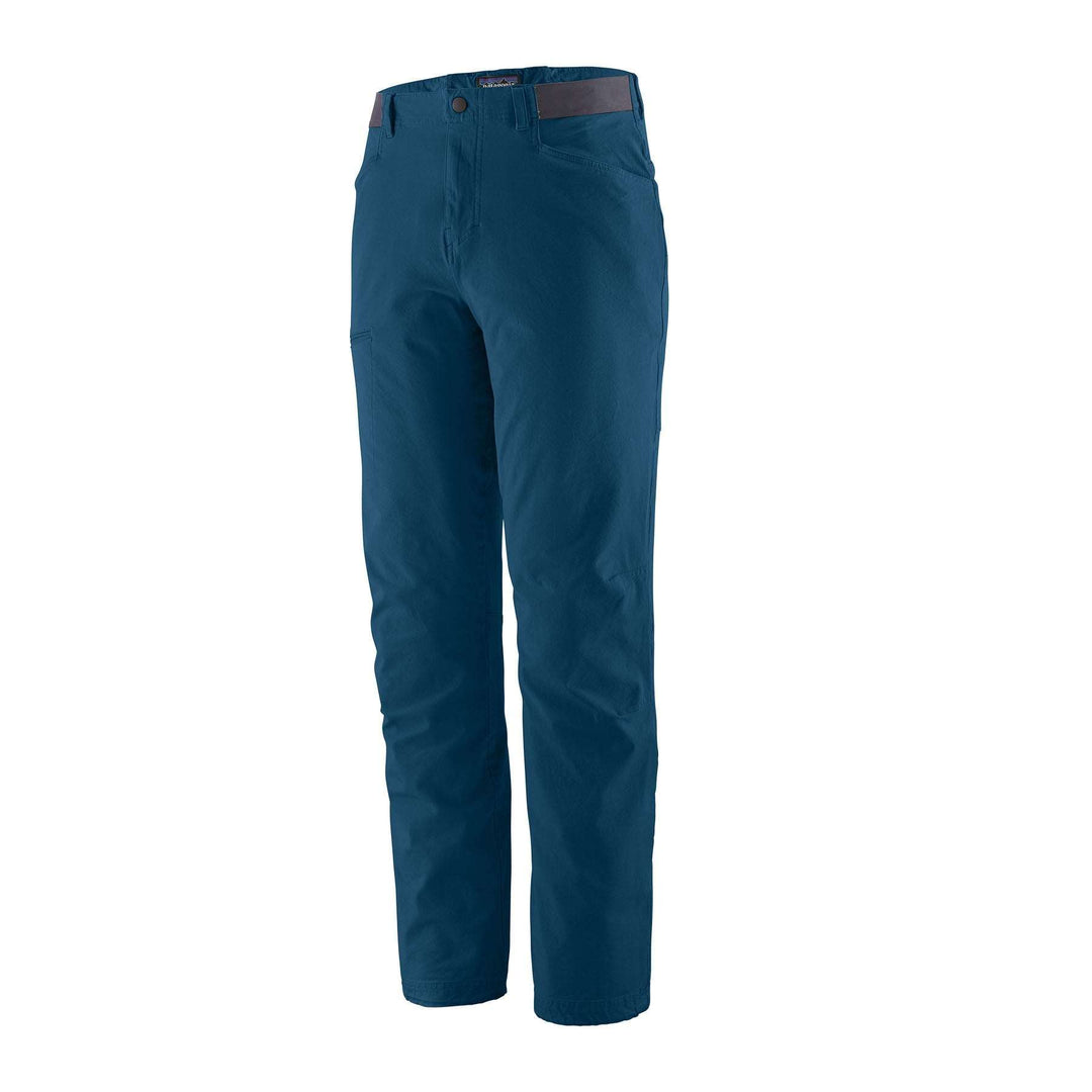 Pantaloni arrampicata blu, tessuto ROC™ elasticizzato e tasche funzionali.