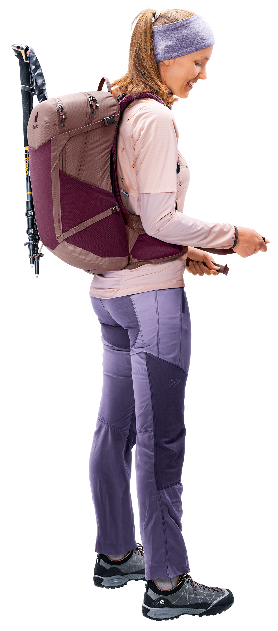 Deuter Futura 21 SL Cassis/Ashrose, indossato laterale