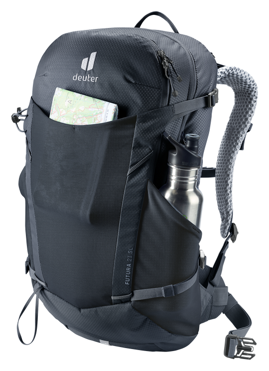 Deuter Futura 21 SL Black, tasche con mappa e borraccia