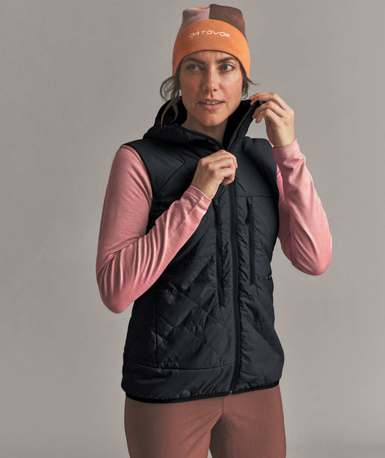 Ortovox Venet Swisswool 60 Vest W - Black Raven, dettaglio zip frontale