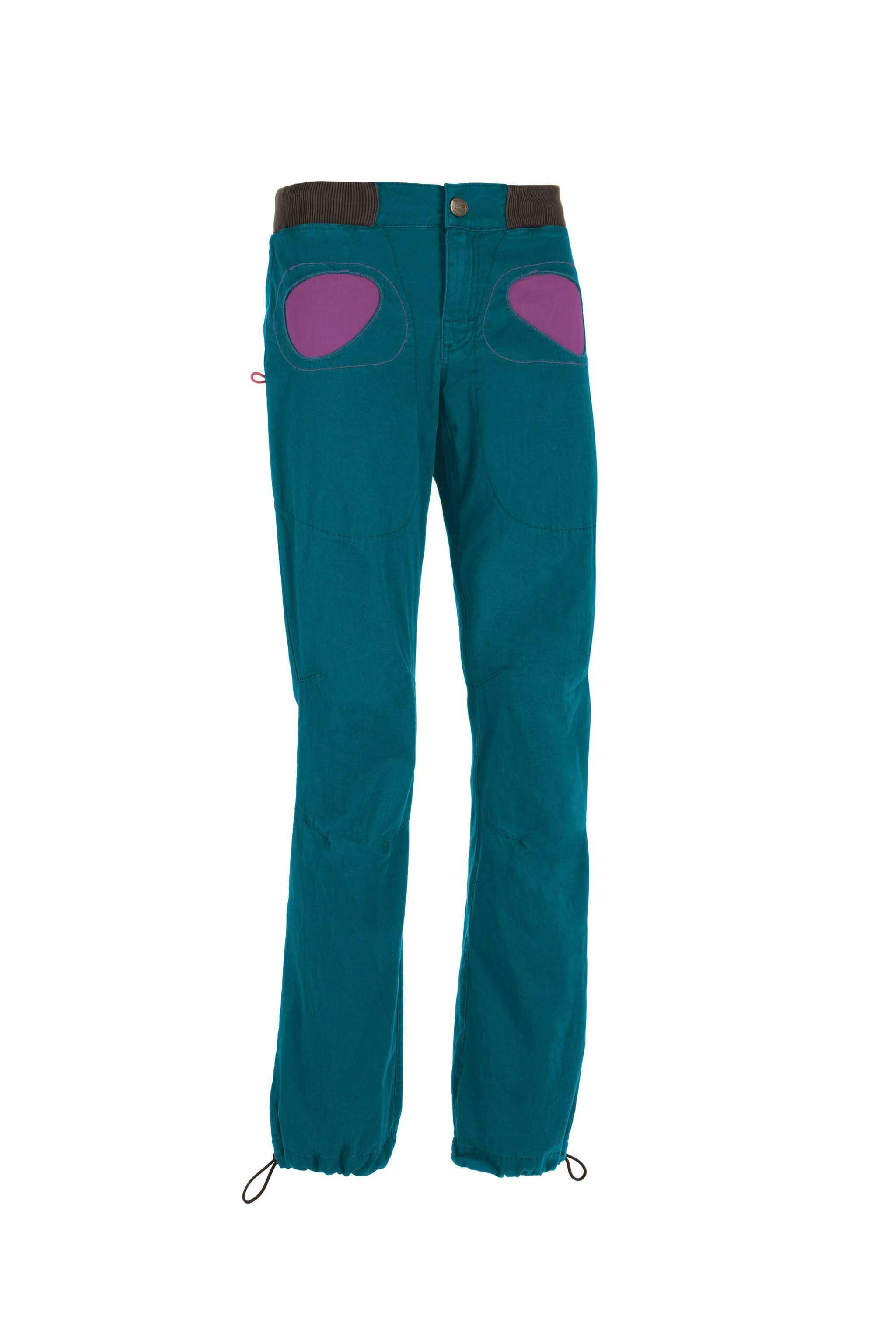 Onda Story slim fit outdoor climbing pants in organic stretch cotton with adjustable waist and leg, contrast pockets, and dual brush holders, made in Italy