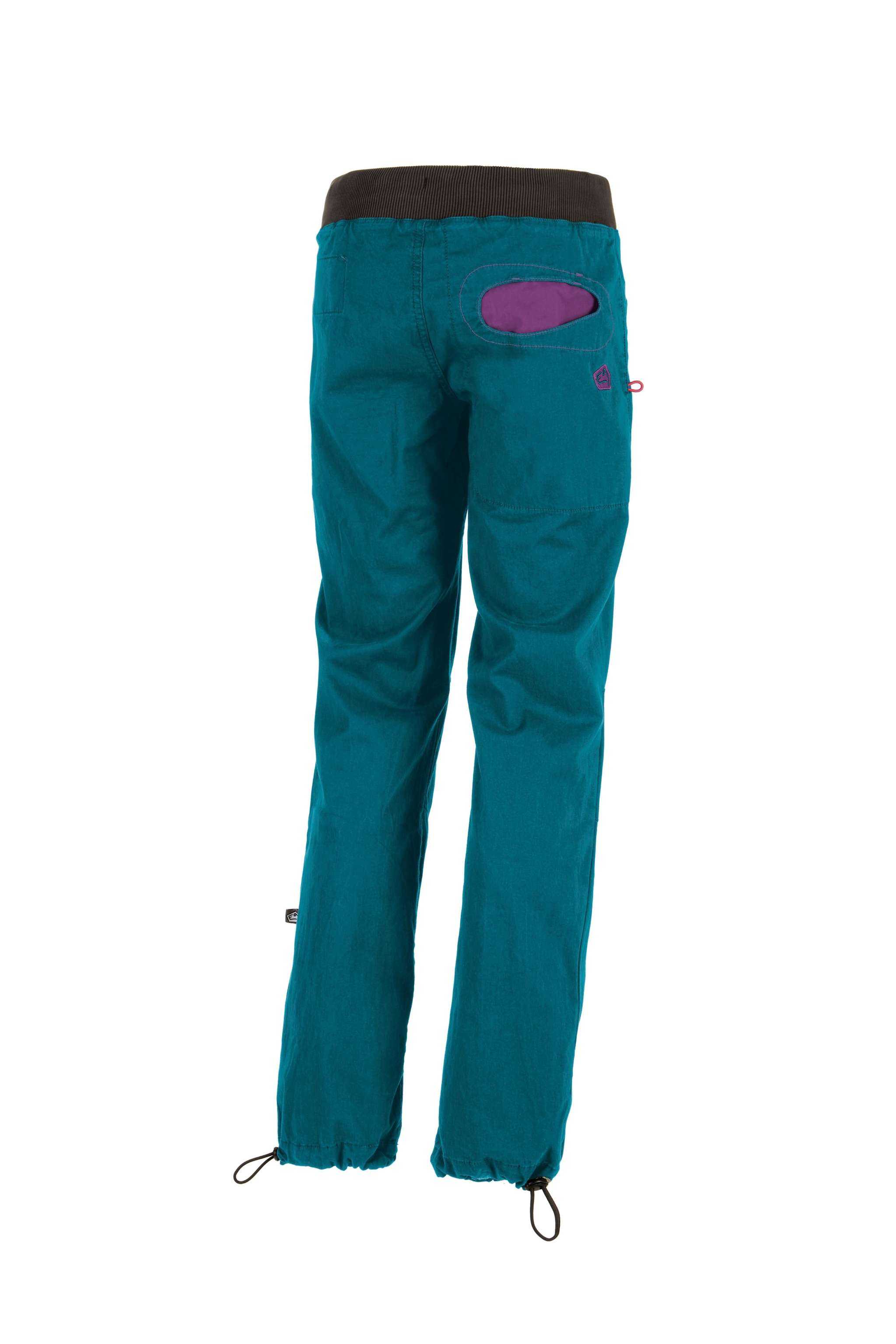 Onda Story pantaloni outdoor in cotone biologico elasticizzato con tasche a contrasto e vita regolabile, slim fit per arrampicata e outdoor