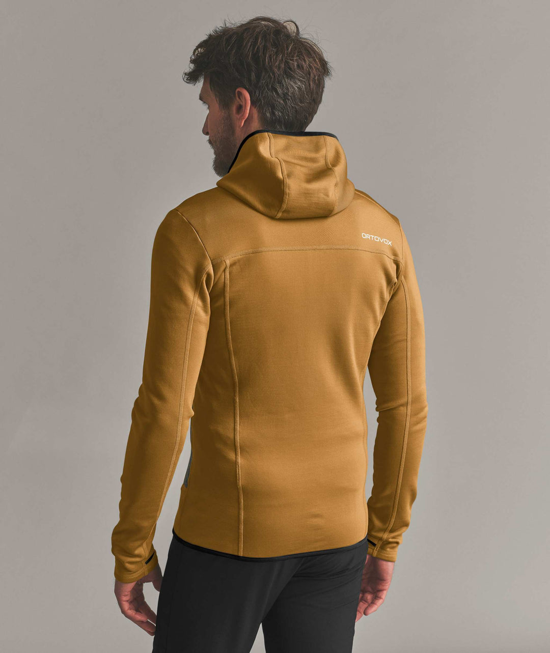 Ortovox Fleece Hoody M Dark Cumin - indossato retro