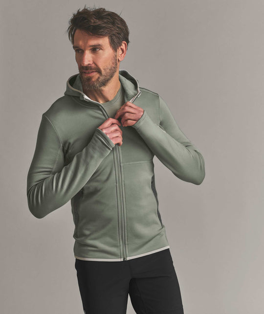 Ortovox Fleece Hoody M Green Sage - indossato fronte