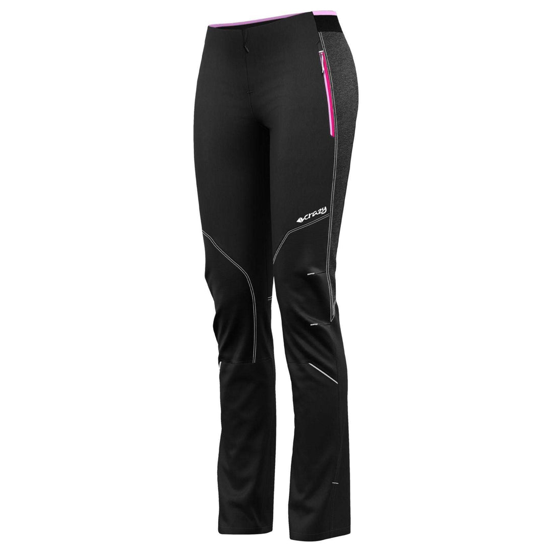 Trekking soft shell pant Alpinstar, black with pink accents, elastic waistband, adjustable cuffs.