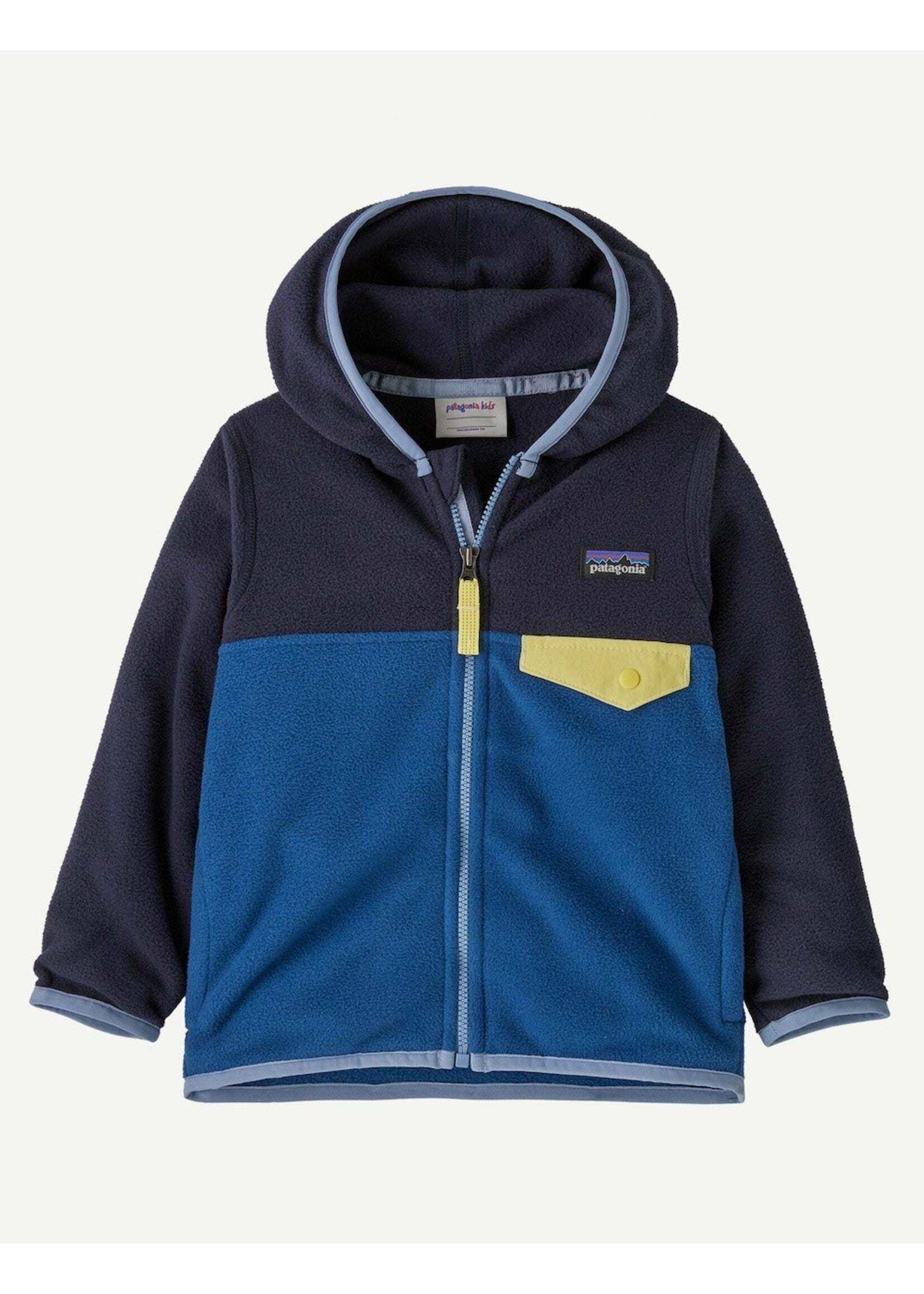 Baby Micro D Snap-T jacket in recycled polyester fleece with hood and full zip for infants