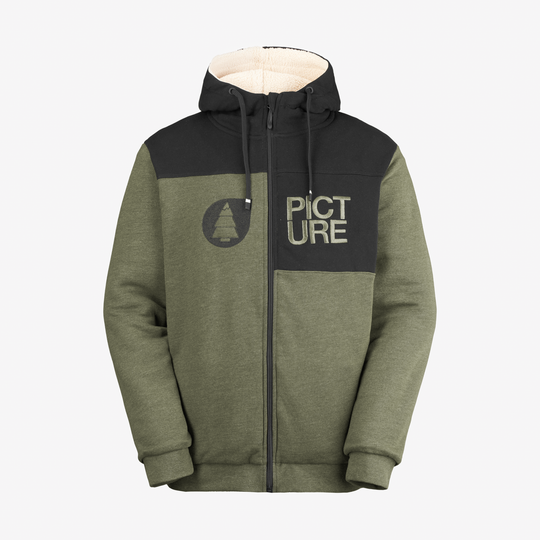 Picture Basement Plush Zip Hoodie Grape Leaf Melange – fronte su fondo neutro