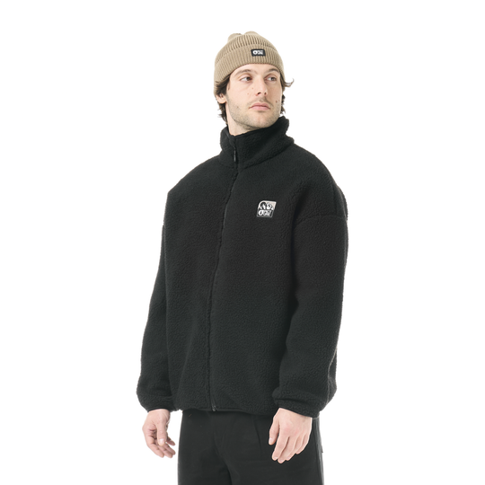 Picture Hafdals Emb Zip Fleece Black – indossato, vista frontale
