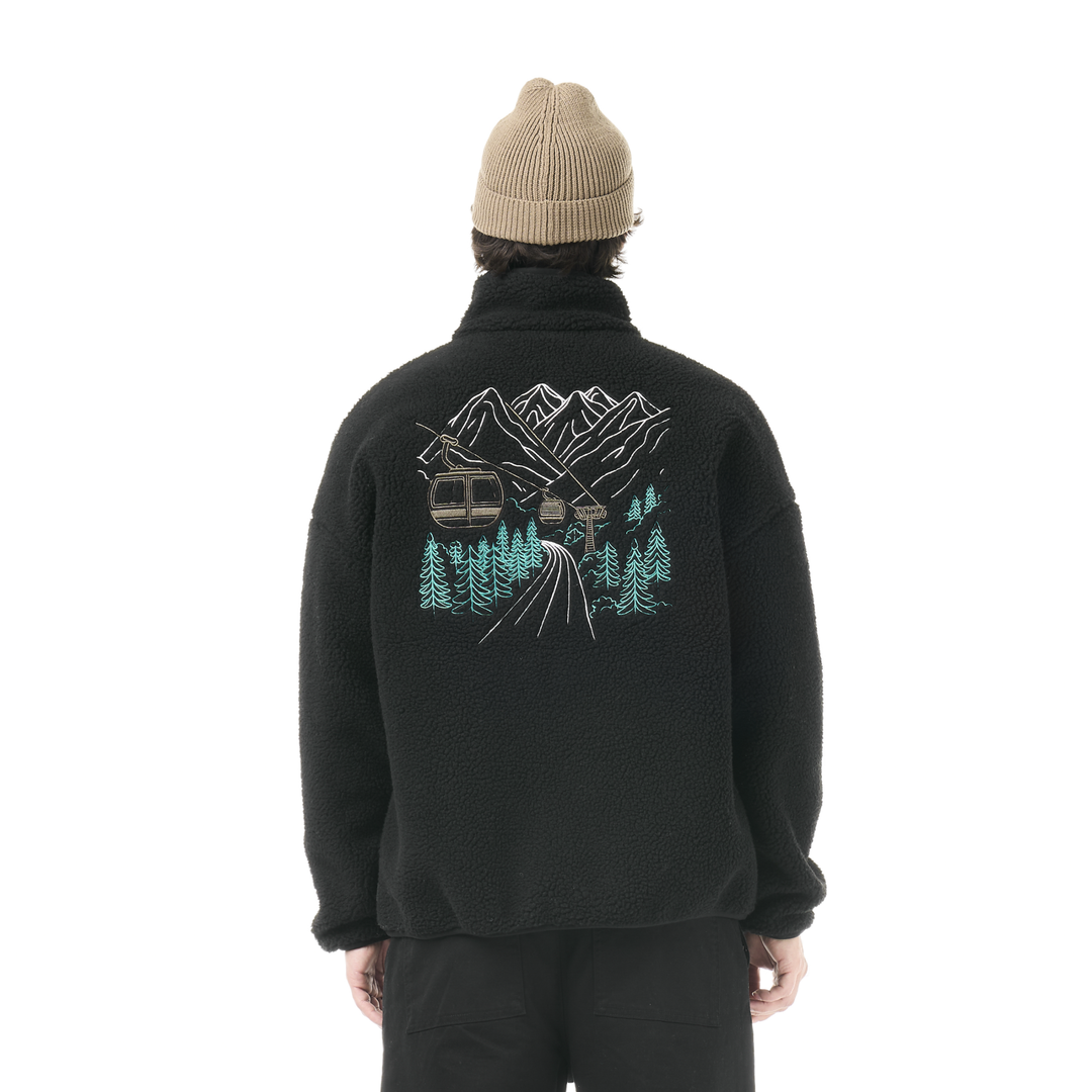Picture Hafdals Emb Zip Fleece Black – indossato, retro