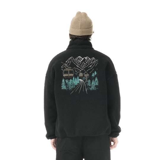 Picture Hafdals Emb Zip Fleece Black – indossato, retro