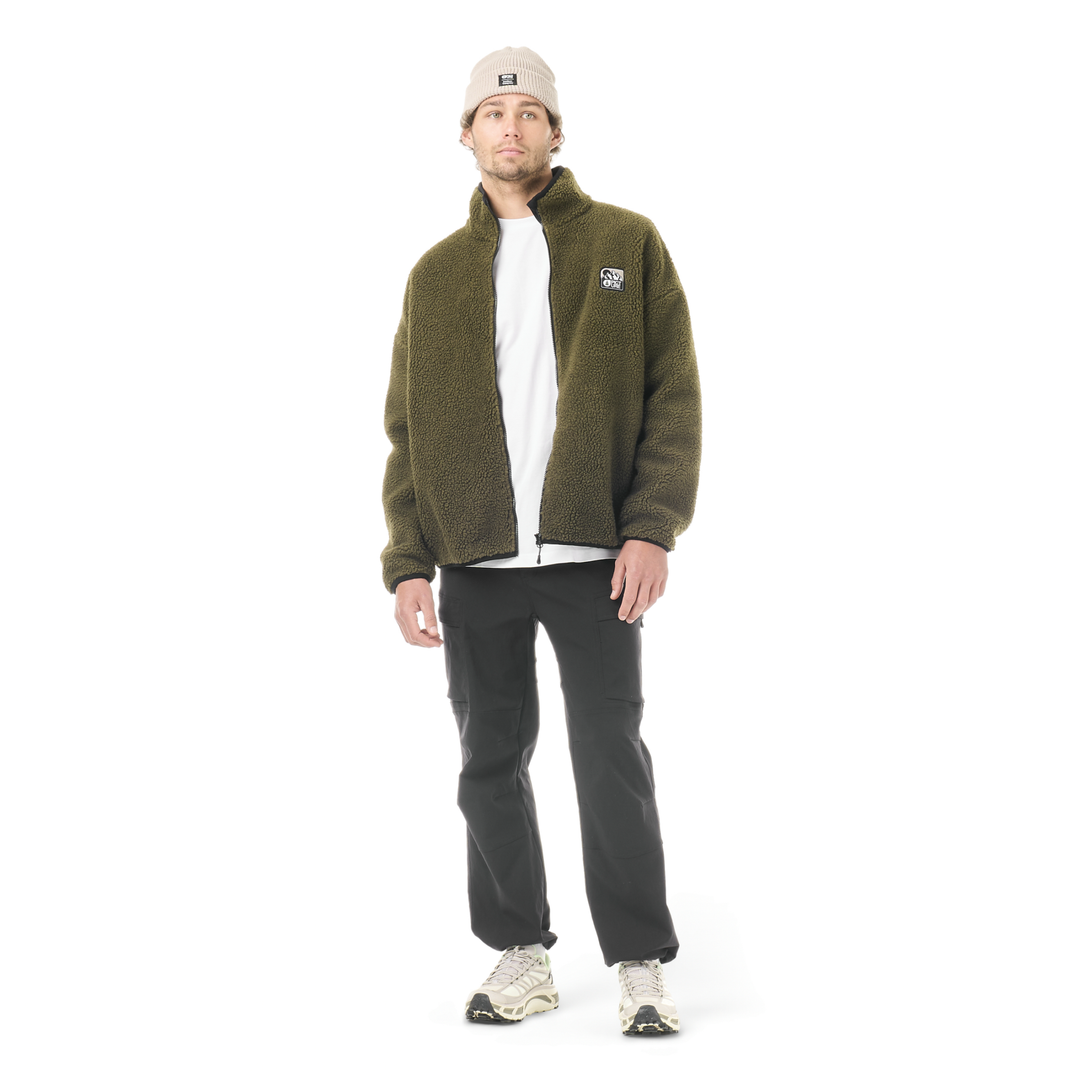 Picture Hafdals Emb Zip Fleece Tobacco – indossato, vista frontale