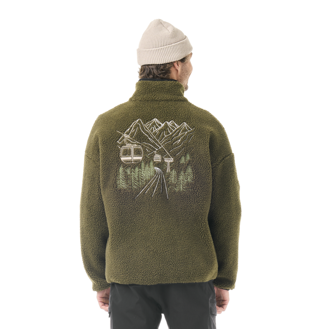 Picture Hafdals Emb Zip Fleece Tobacco – indossato, retro