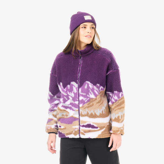 Picture Nyss Zip Fleece Landscape Grape, indossato frontale
