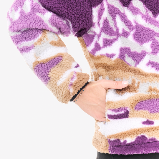Picture Nyss Zip Fleece Landscape Grape, dettaglio tasca e polsino