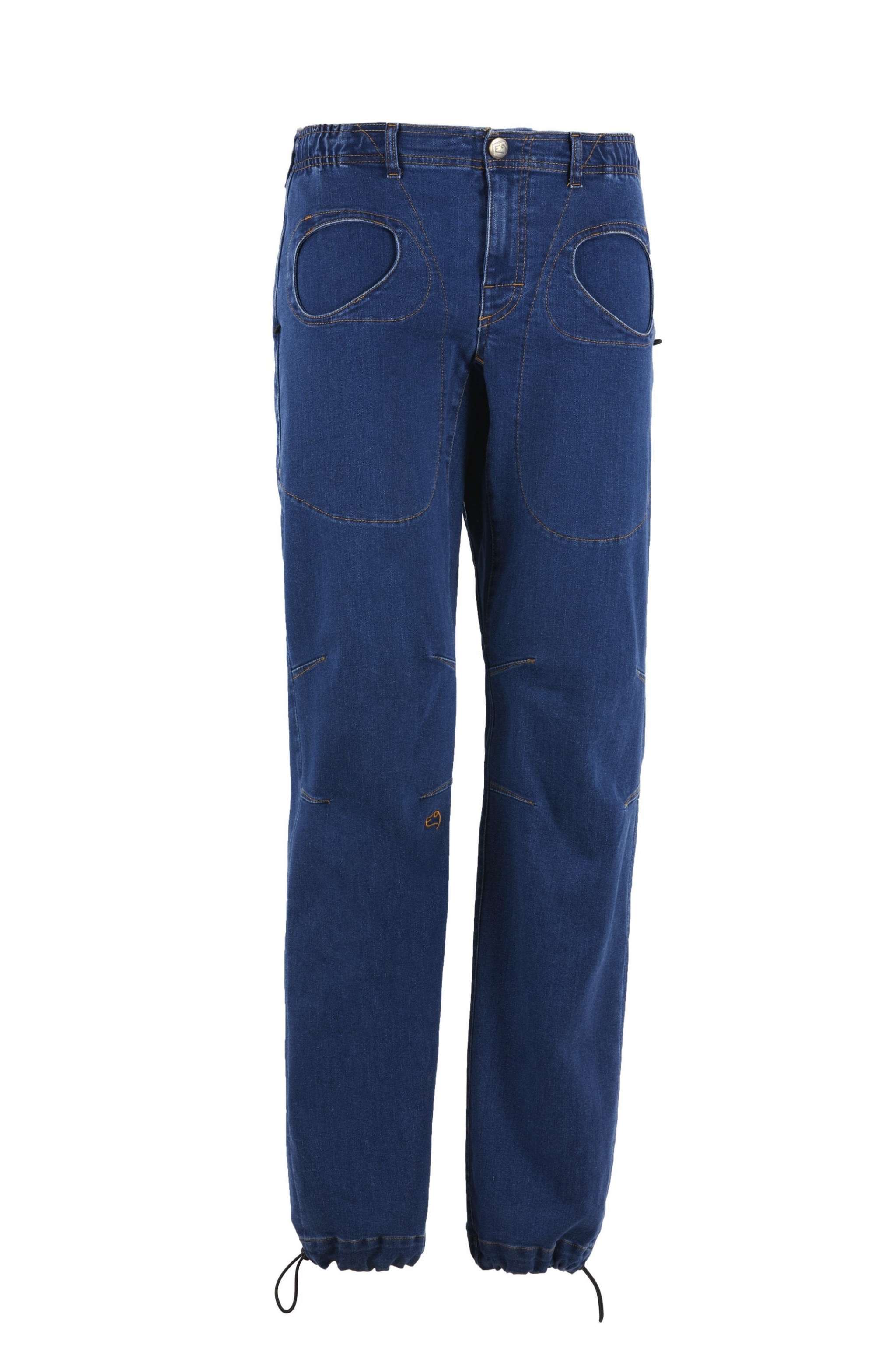 Rondo Denim2.3 outdoor climbing jeans with adjustable waist and cuffs, embroidered logo, Italian made.