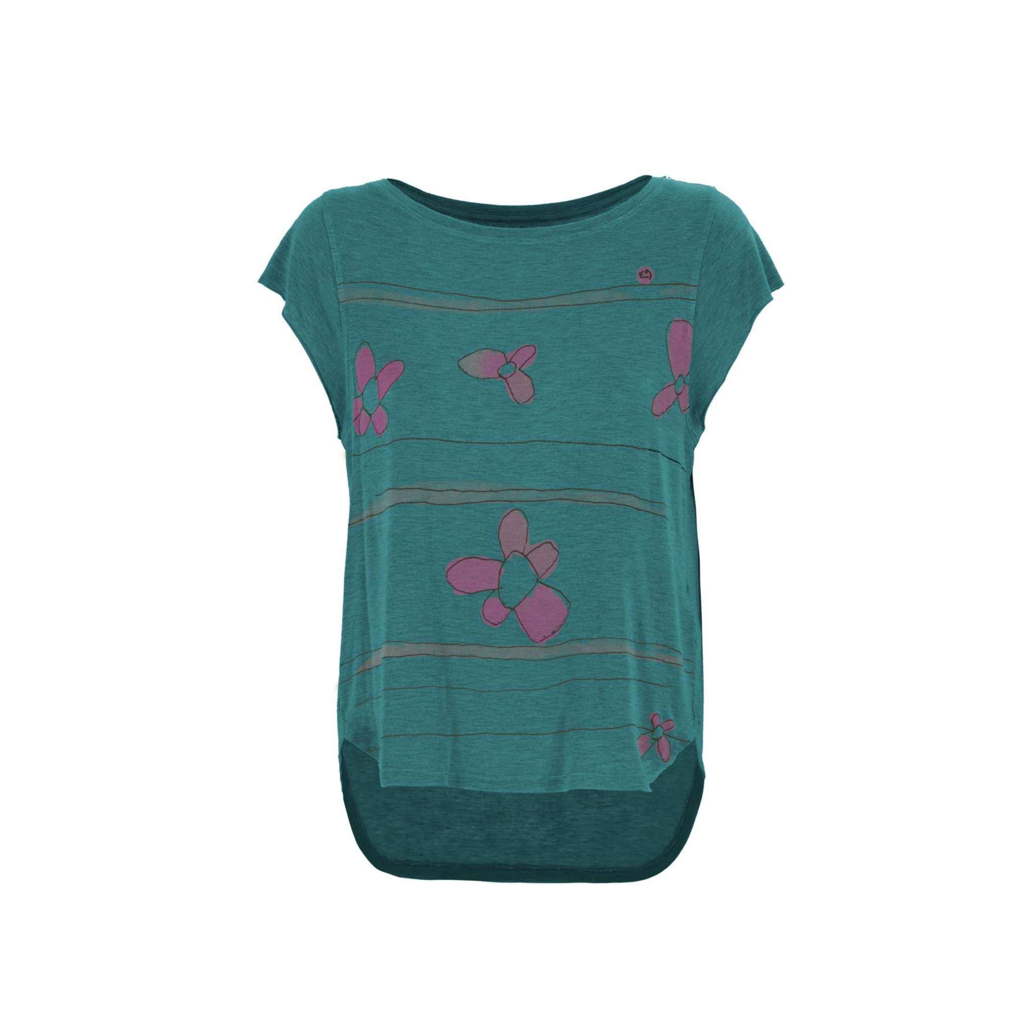 Pimpi t-shirt in modal jersey with original front print, green color with pink details, comfortable fit.