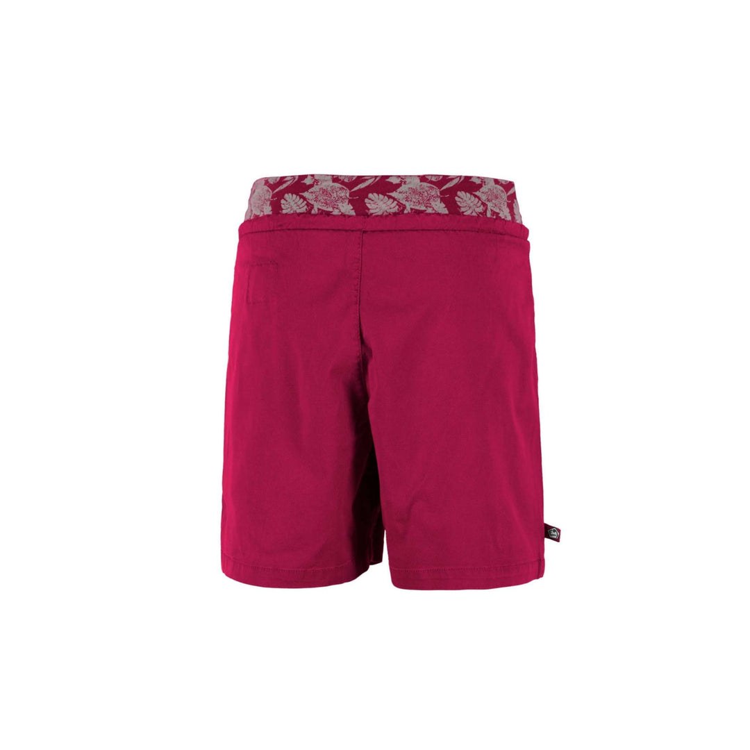 Outdoor climbing shorts in lyocell, cotton, and linen blend with front embroidery and printed waistband.