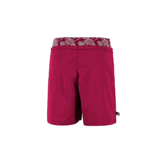 Outdoor climbing shorts in lyocell, cotton, and linen blend with front embroidery and printed waistband.