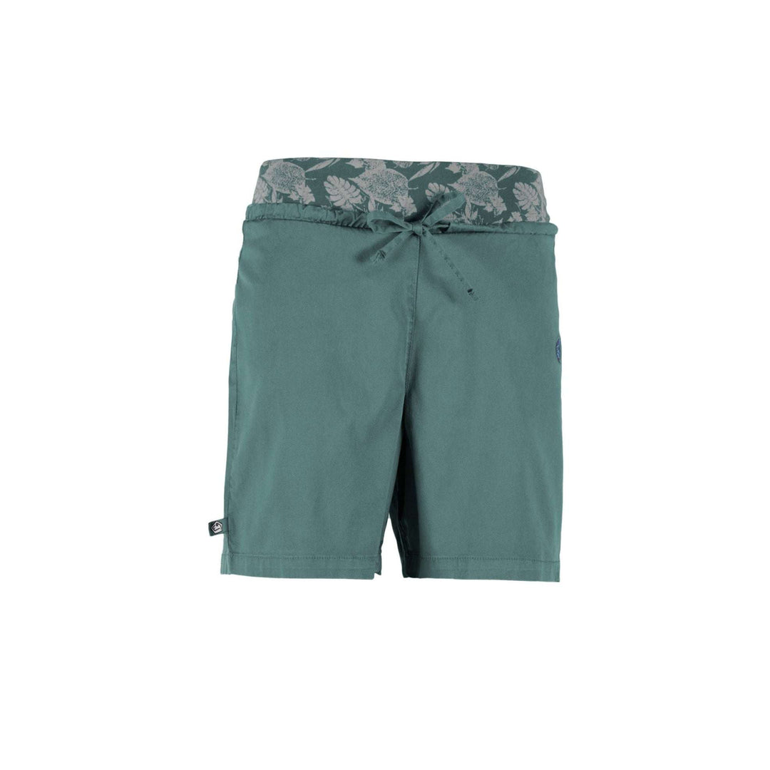 Outdoor and climbing Hit Short in green, lyocell/cotton/linen blend, adjustable waist, Italy-made.