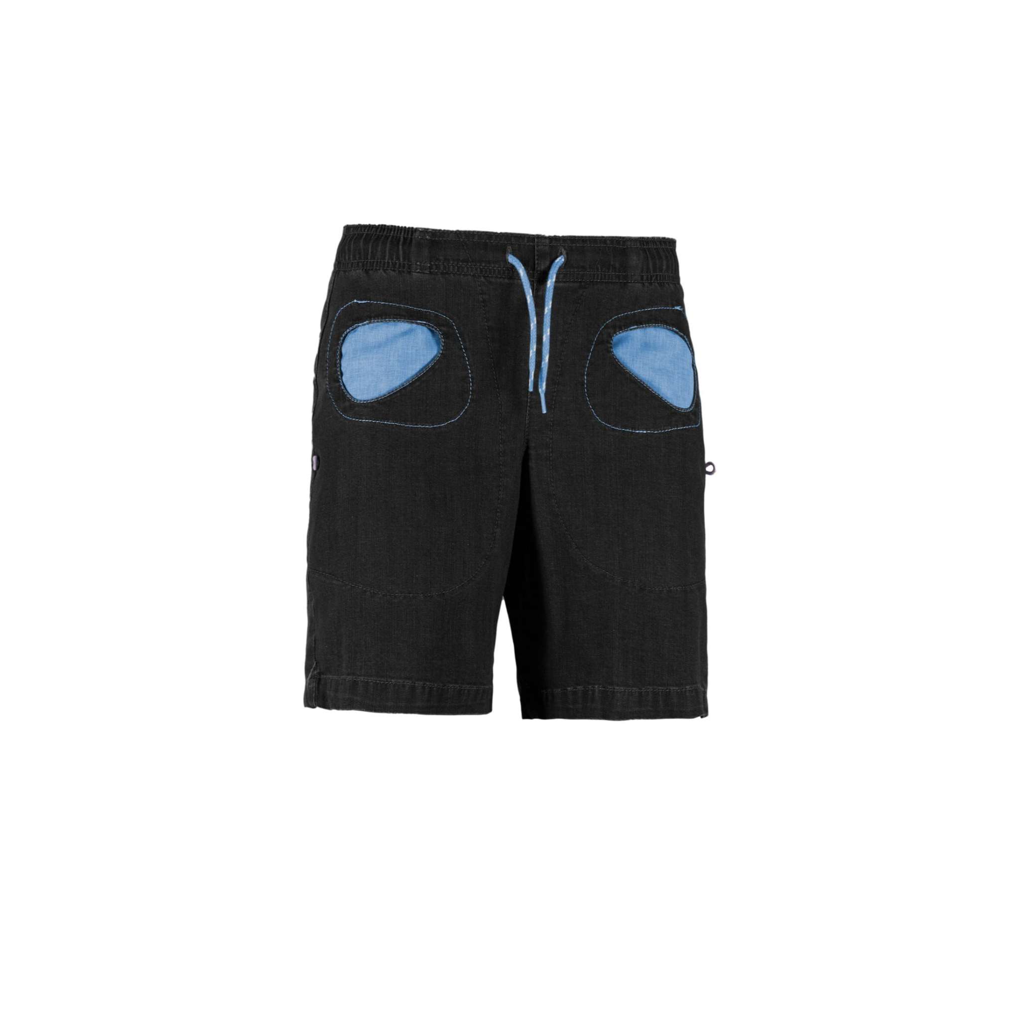 Onda Short Denim with adjustable belt, contrasting details, and rear pocket embroidery.