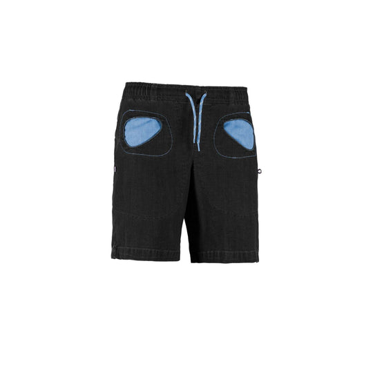 Onda Short Denim with adjustable belt, contrasting details, and rear pocket embroidery.