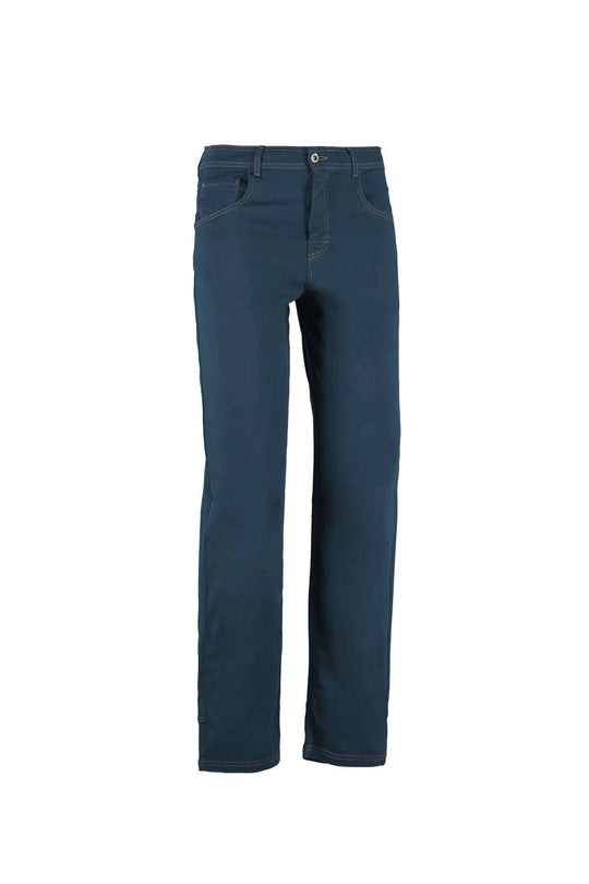 Pantaloni a 5 tasche in cotone biologico con ricamo sulla tasca posteriore, vestibilità regolare e design italiano ecosostenibile