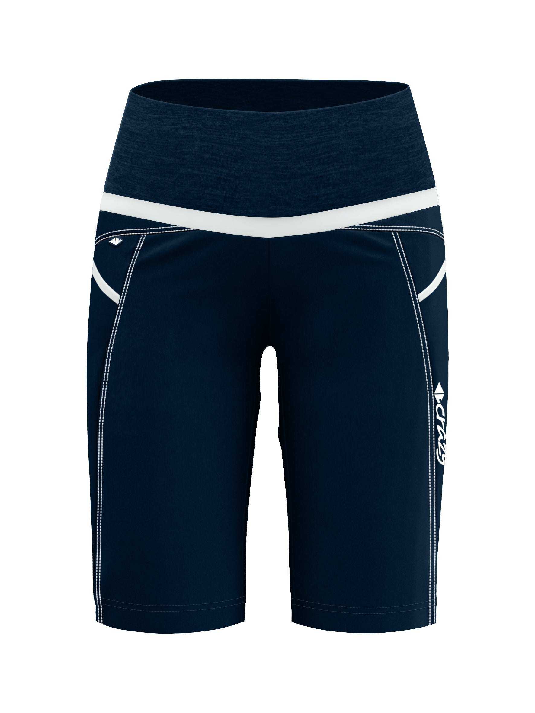 Short Exit versatile outdoor shorts with elastic waist, reflective logos, and left leg pocket in breathable, bi-elastic, water-repellent fabric