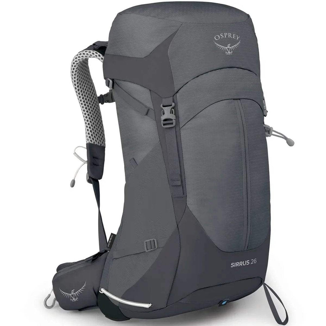 Women's Sirrus 26 backpack with AirSpeed suspension, integrated rain cover, and eco-friendly materials.