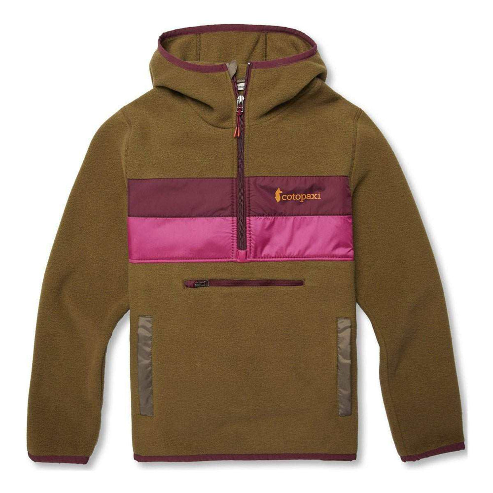 Teca Fleece Hooded Half-Zip Jacket in recycled polyester fleece with kangaroo pockets and elastic cuffs