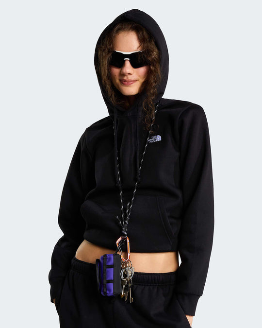 The North Face W Evolution Simple Dome Regular Hoodie - TNF Black - styled front hood-up on model