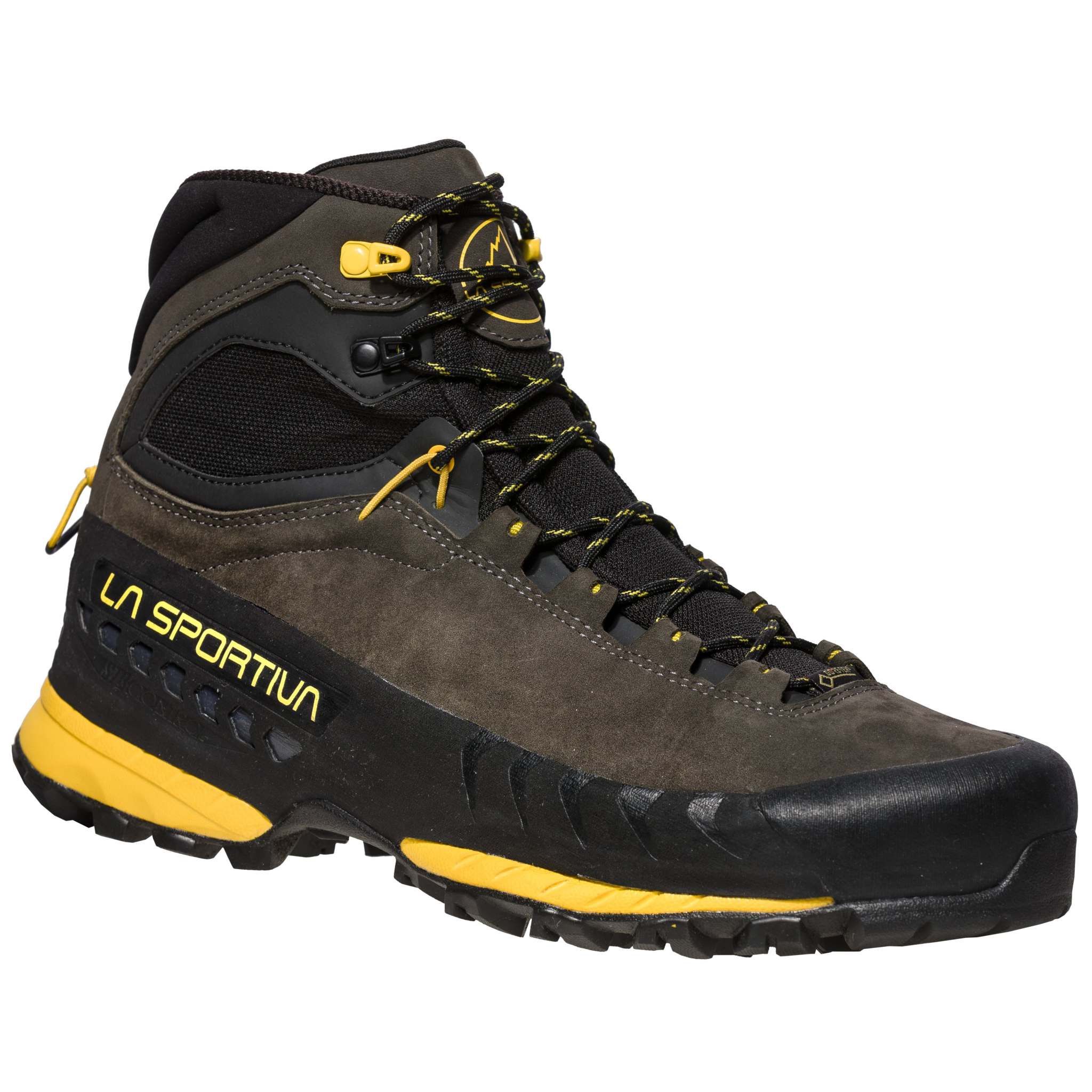 Protective TX5 GTX hiking shoe with GORE-TEX, nubuck upper, and Vibram MegaGrip sole.