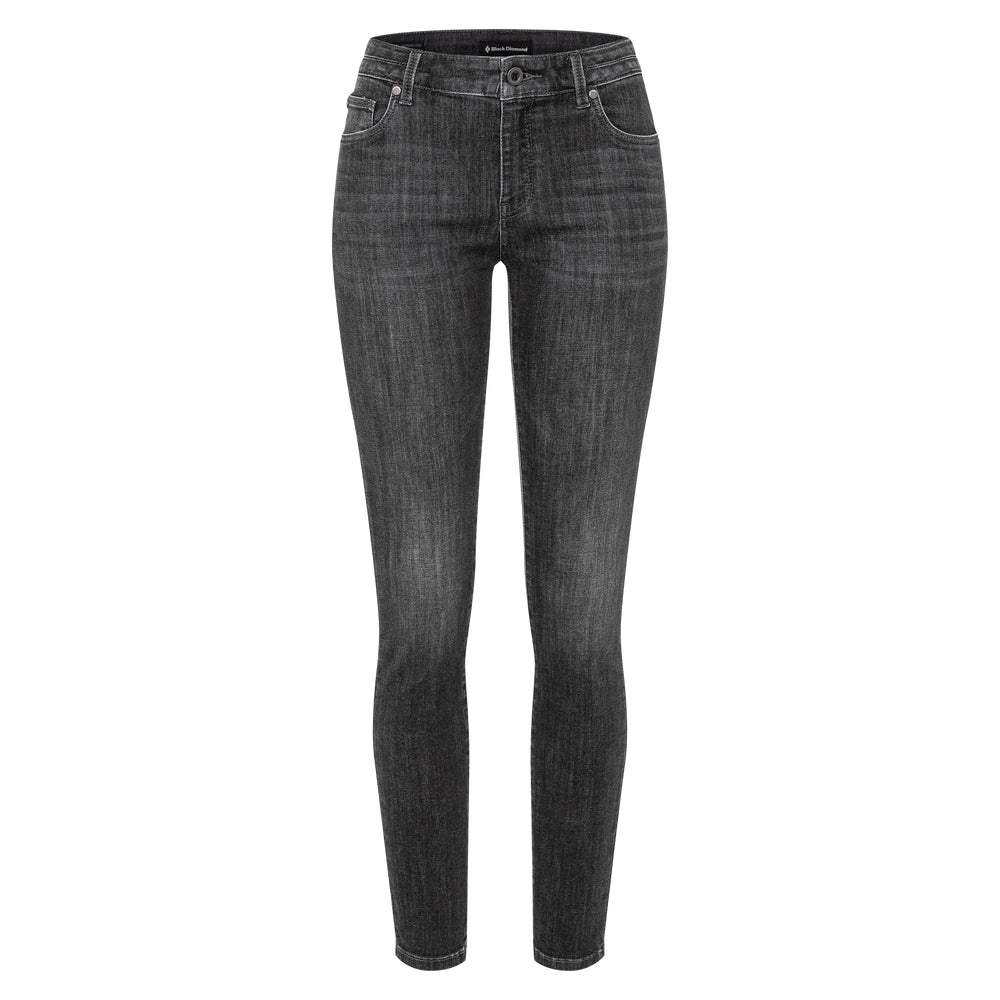Forged Denim Pants for climbing by Black Diamond, durable Cordura fabric, slim fit.