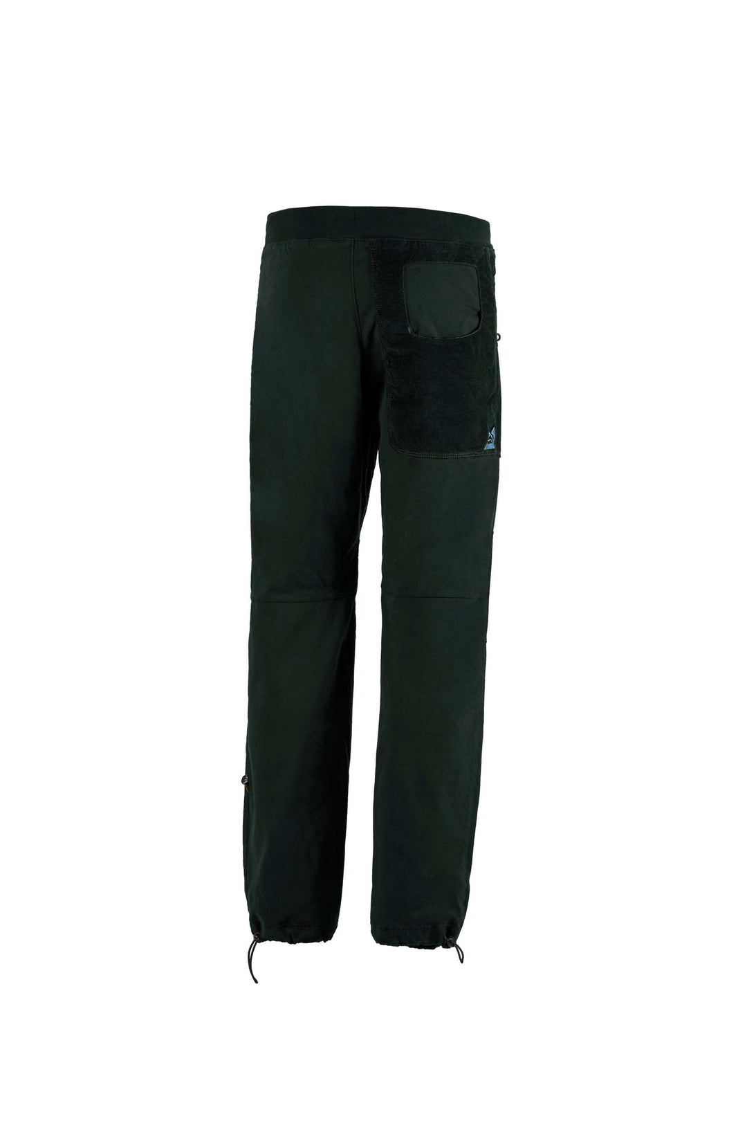 Pantaloni da outdoor neri in cotone, dal taglio lungo e vestibilità regolare, con tasca applicata sulla coscia e fondo gamba regolabile.