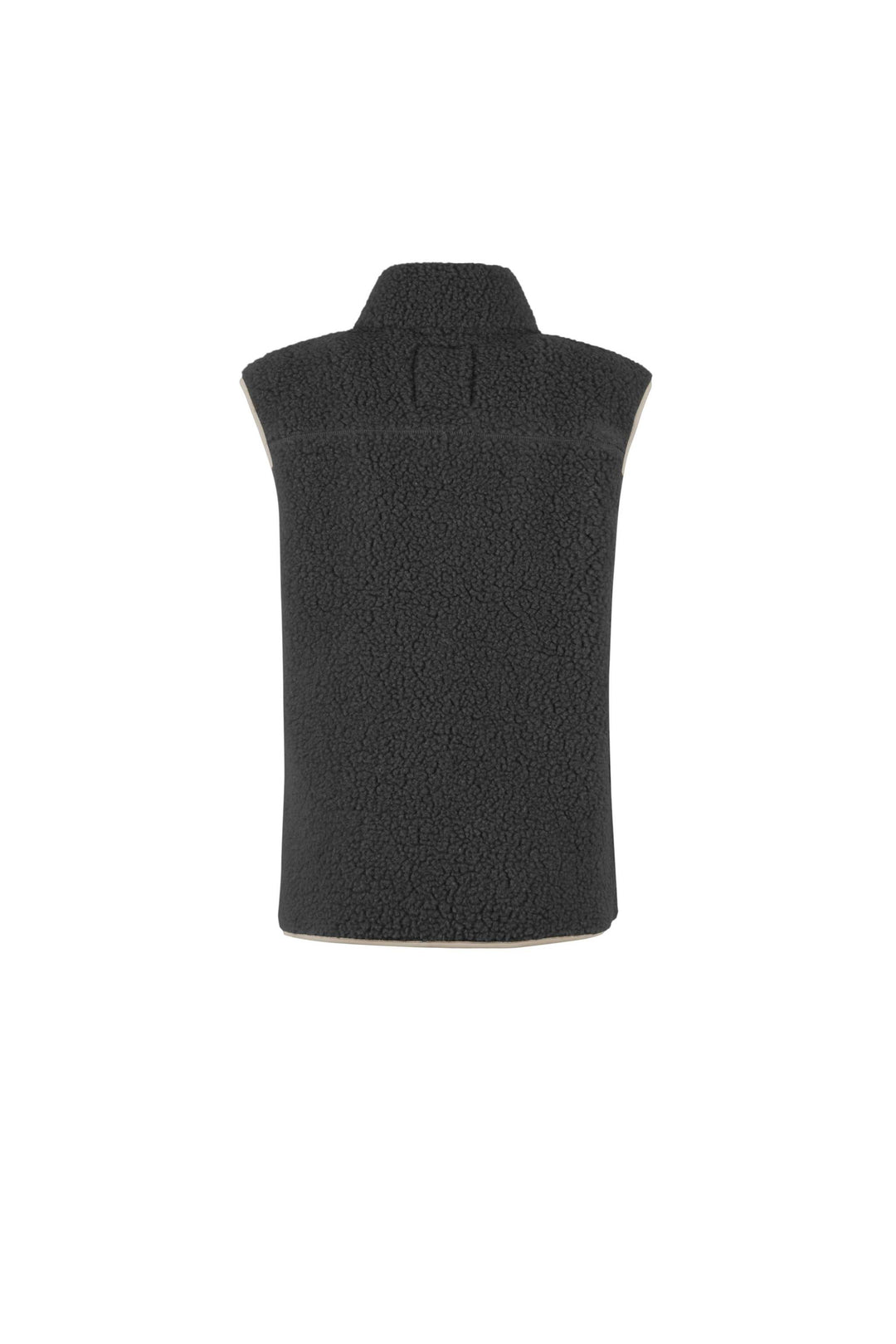 Gilet outdoor Gretel nero in morbido pile testurizzato, con collo alto e vestibilità senza maniche.