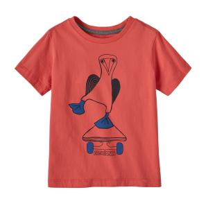 Baby Regenerative Organic Certified Cotton Graphic T-Shirt, Blue-Footed Boarder: Coral