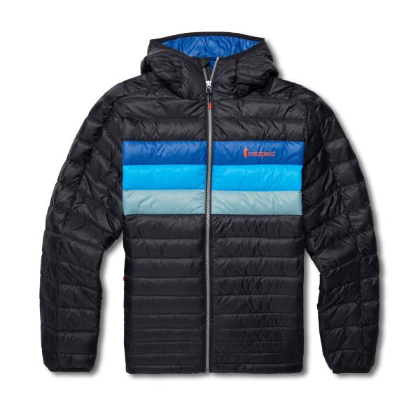 Fuego Down Hooded Jacket M, Black/Pacific Stripes